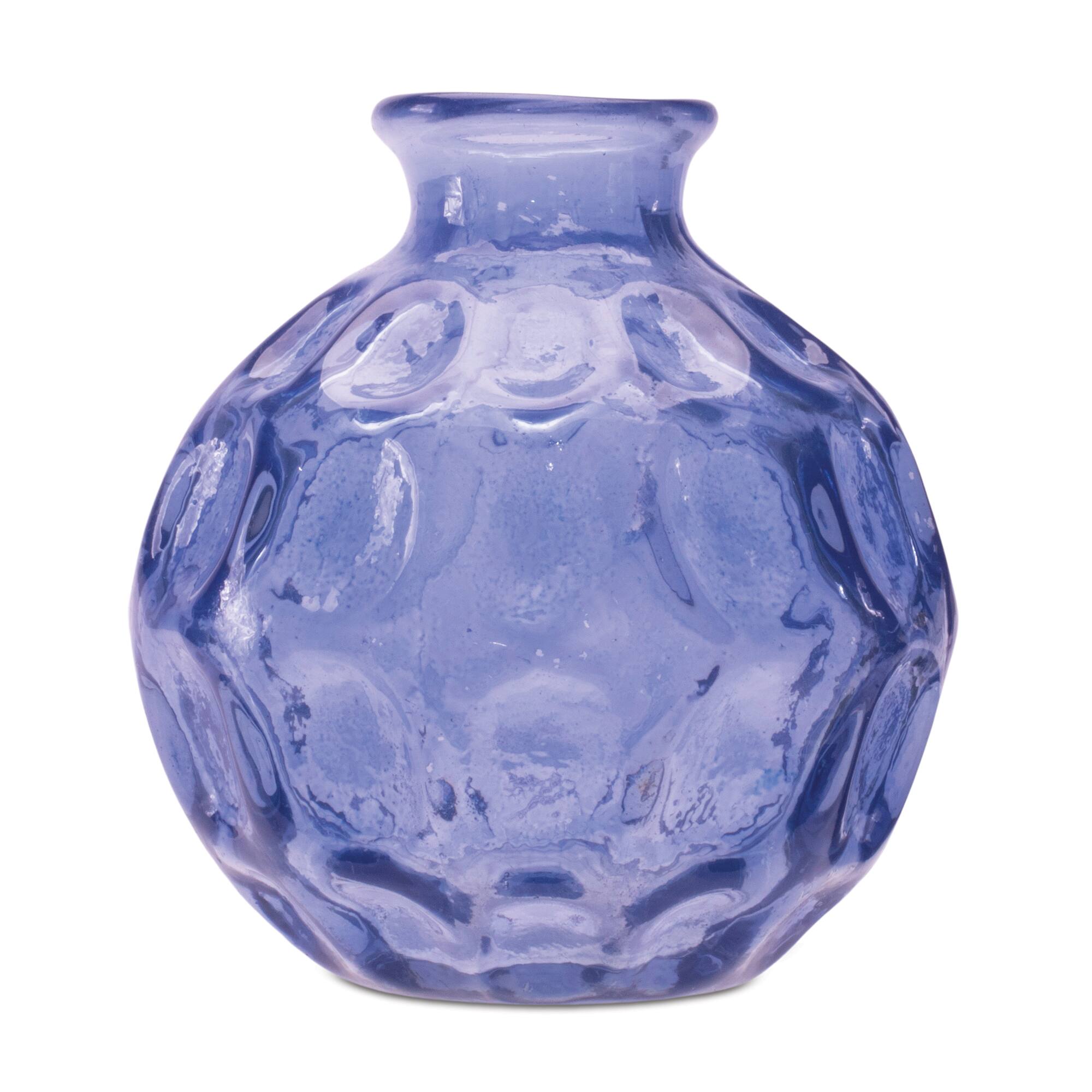 4.25" Blue Bubble Glass Bud Vase Set